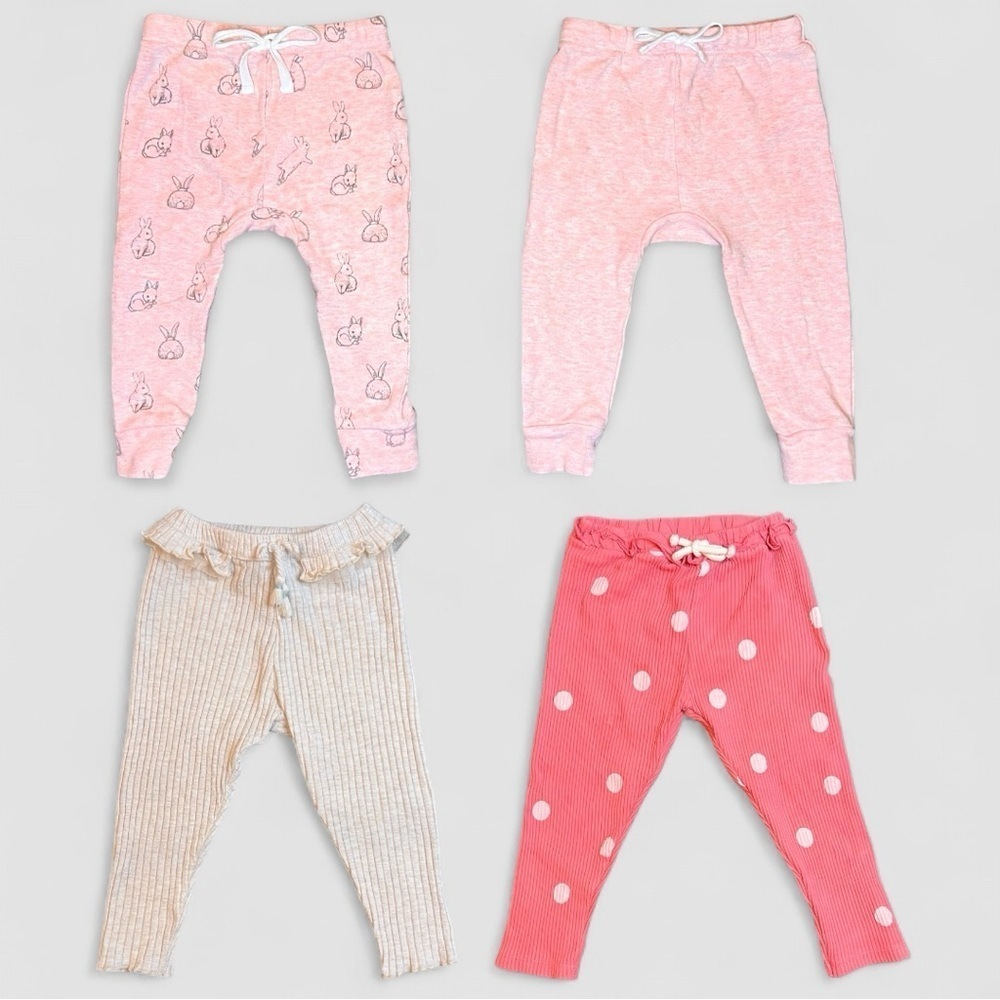 Zara & Owlivia Girls Leggings & Jogger Bundle of 4 Pants 12–18M – Organic Cotton